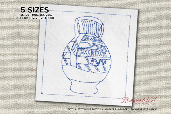 African Pottery Lineart: A Versatile Embroidery Design