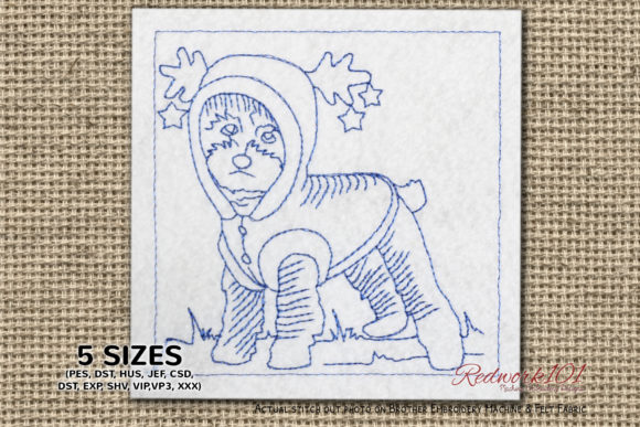 Charming Dog Christmas Costume Lineart