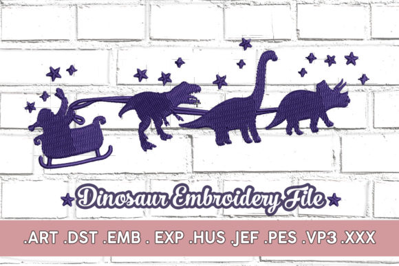 Christmas Dinosaur: A Festive and Fun Embroidery Design