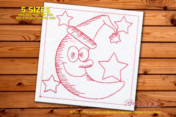 Christmas Hat with Moon Redwork: A Festive Embroidery Design