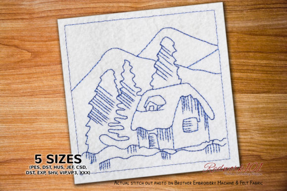 Christmas Snow Home Redwork: A Festive Embroidery Design