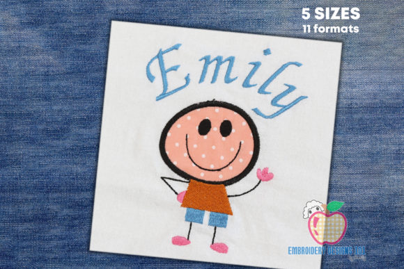 Cute Boy Saying Hi: A Charming Embroidery Design