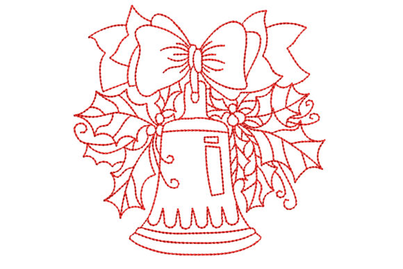 Design Review: Redwork Christmas Bell with Big Bow