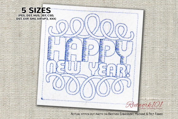Happy New Year Redwork for Boutique Apparel