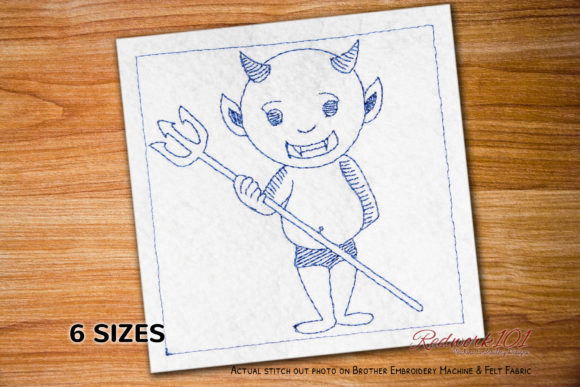 Little Devil Redwork Design for Boutique Apparel