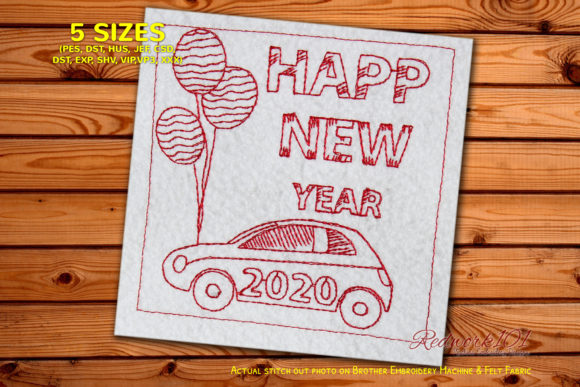 New Year Celebration with Car Redwork