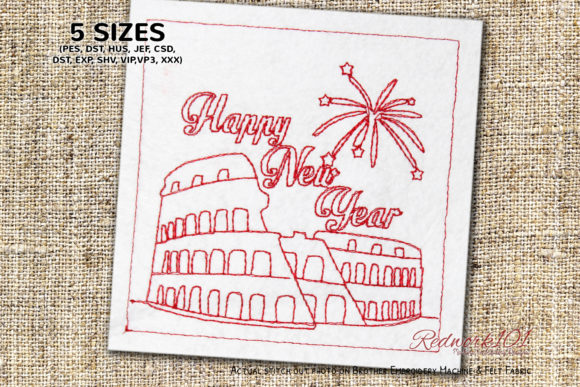 New Year Firework View: A Festive Embroidery Design