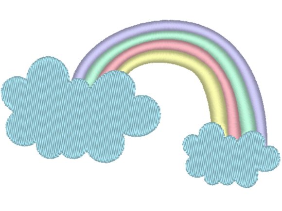 Rainbow and Clouds: A Whimsical Embroidery Delight