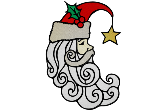 Santa's Moon Face: A Festive Embroidery Delight