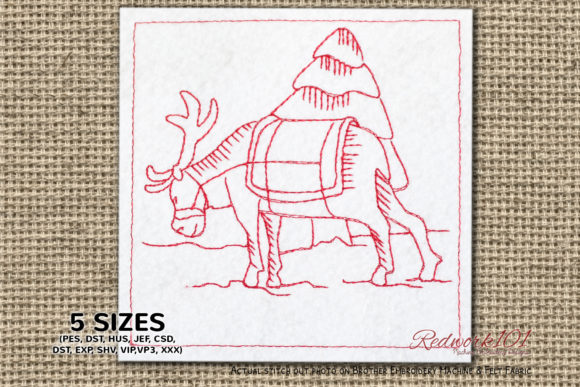 Santa's Reindeer Lineart: A Festive Embroidery Gem