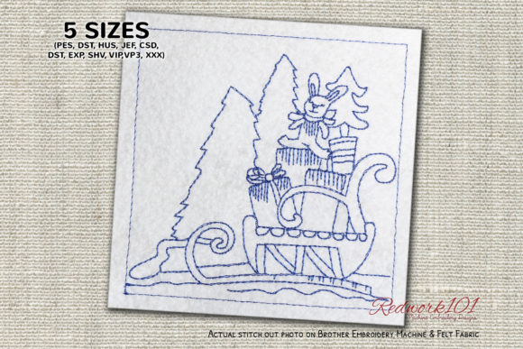 Santa Sleigh Bluework: A Festive Embroidery Design