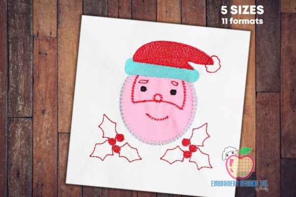 Sketch of the Santa Face: A Festive Embroidery Design