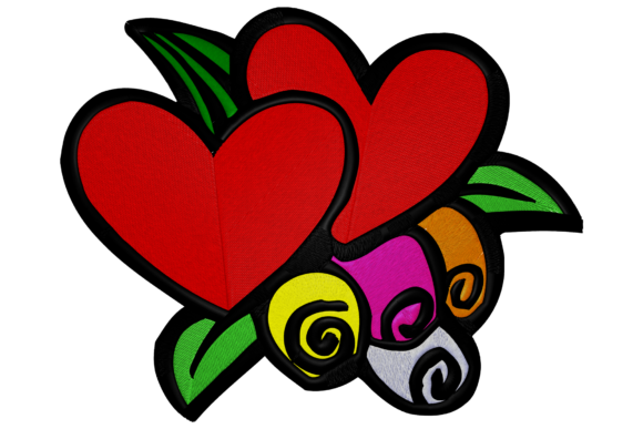 Two Hearts with Four Cyclamen: A Charming Embroidery Design
